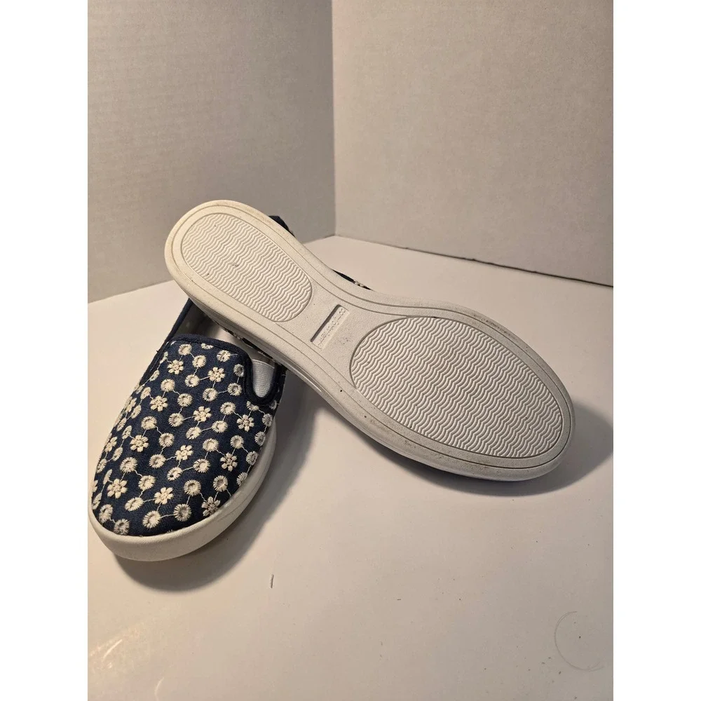 Comfortview Athletic Dottie Slip On Sneakers Blue White Daisy Women‎ Size 12M